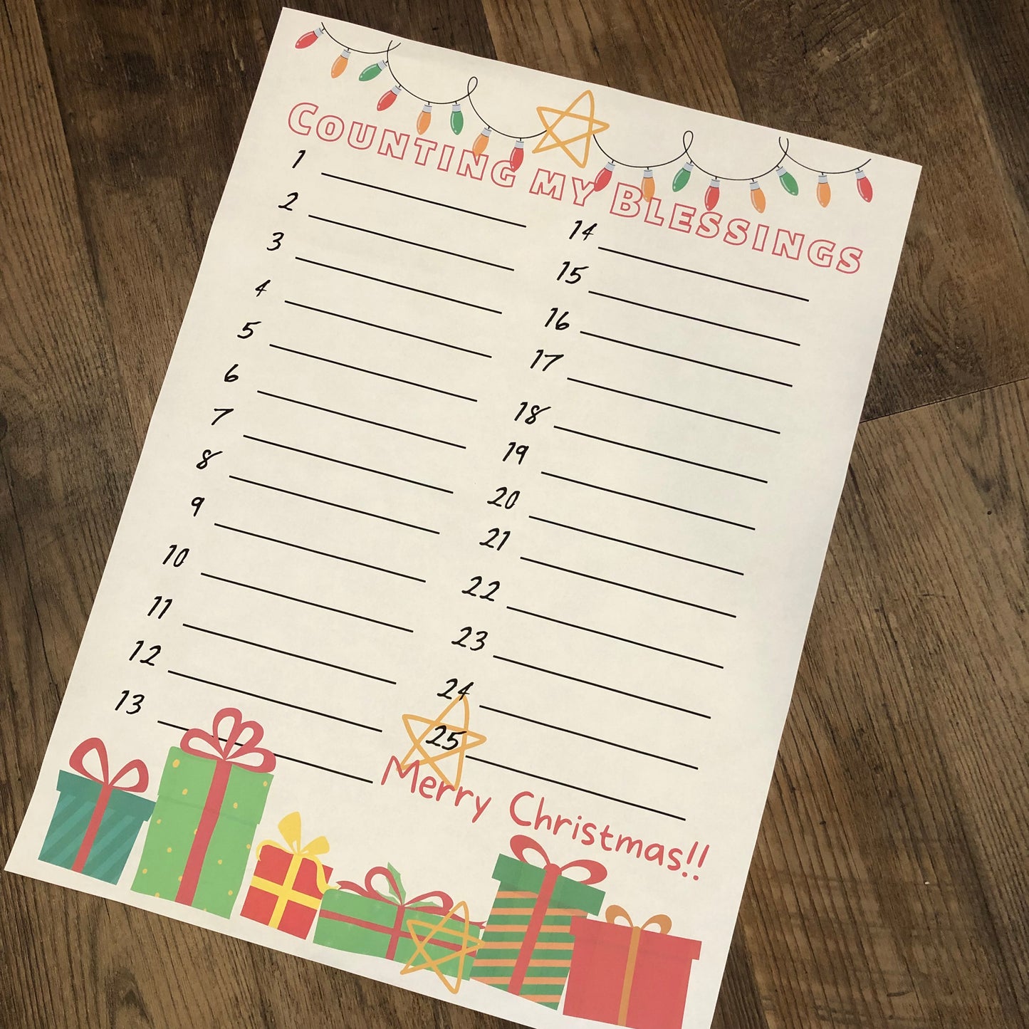 Christmas Thankful advent countdown