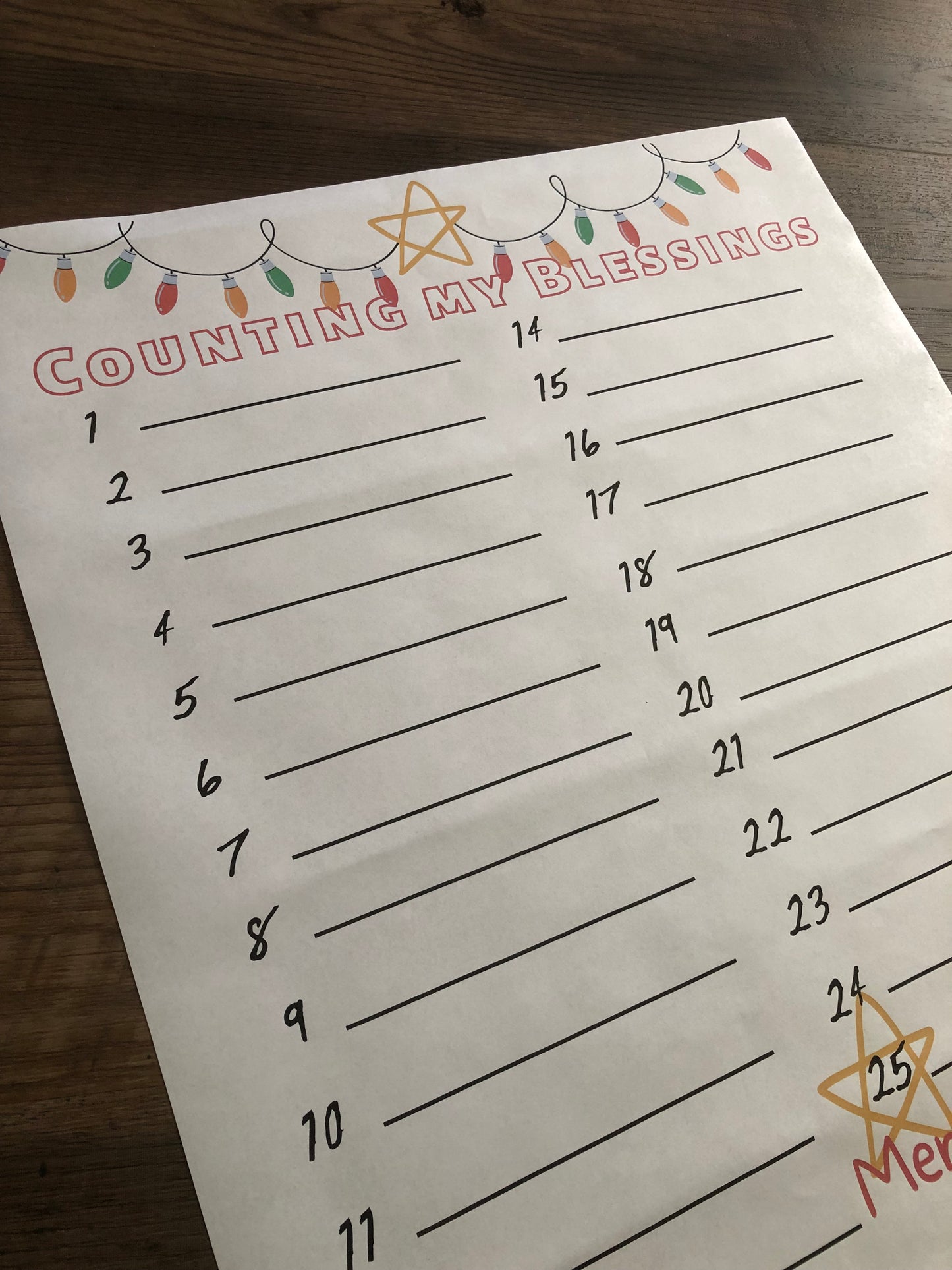 Christmas Thankful advent countdown
