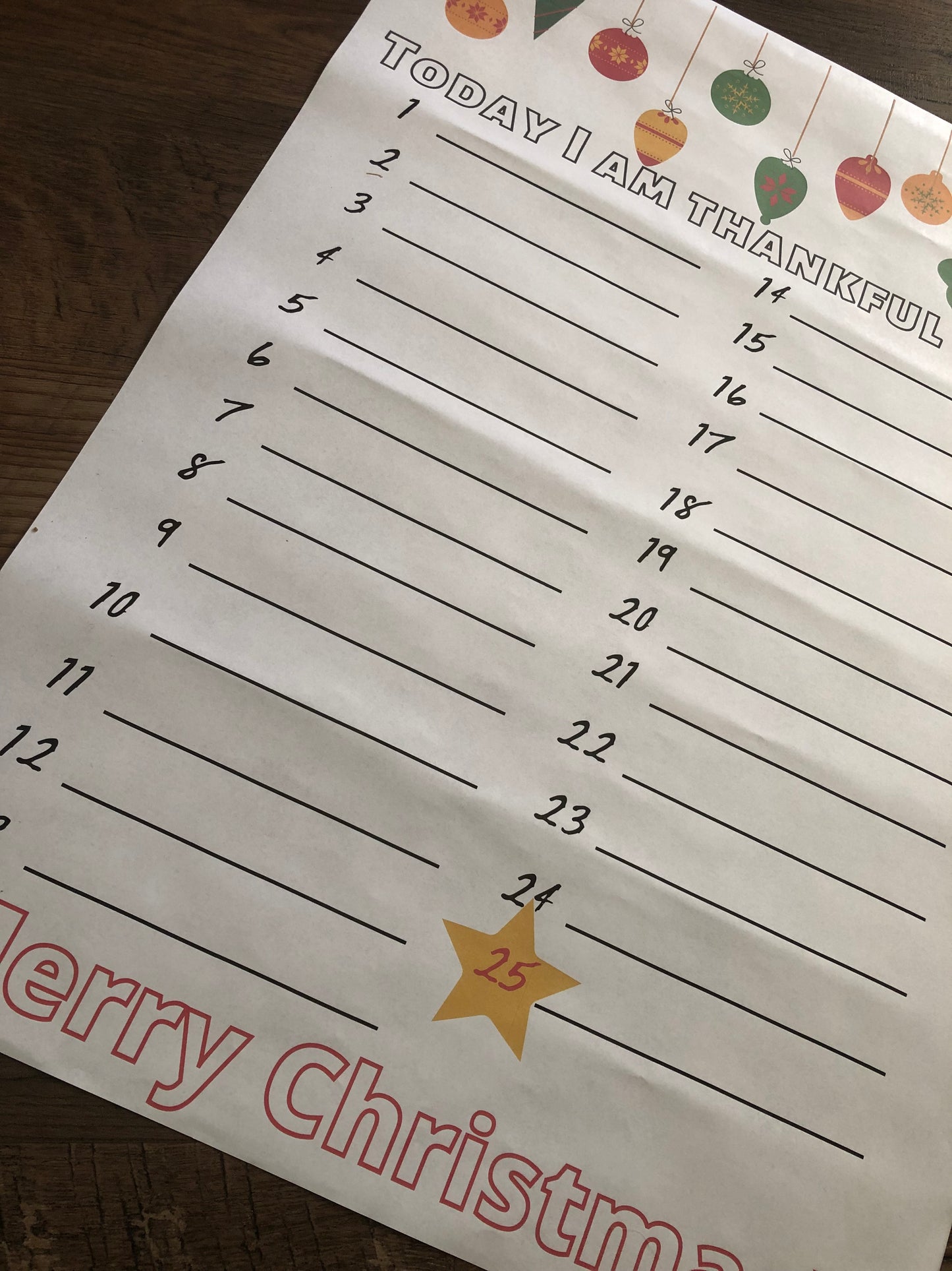Christmas Thankful advent countdown