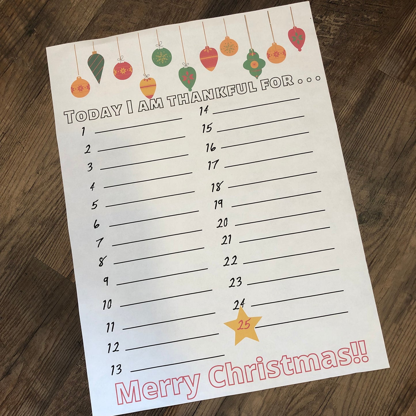 Christmas Thankful advent countdown