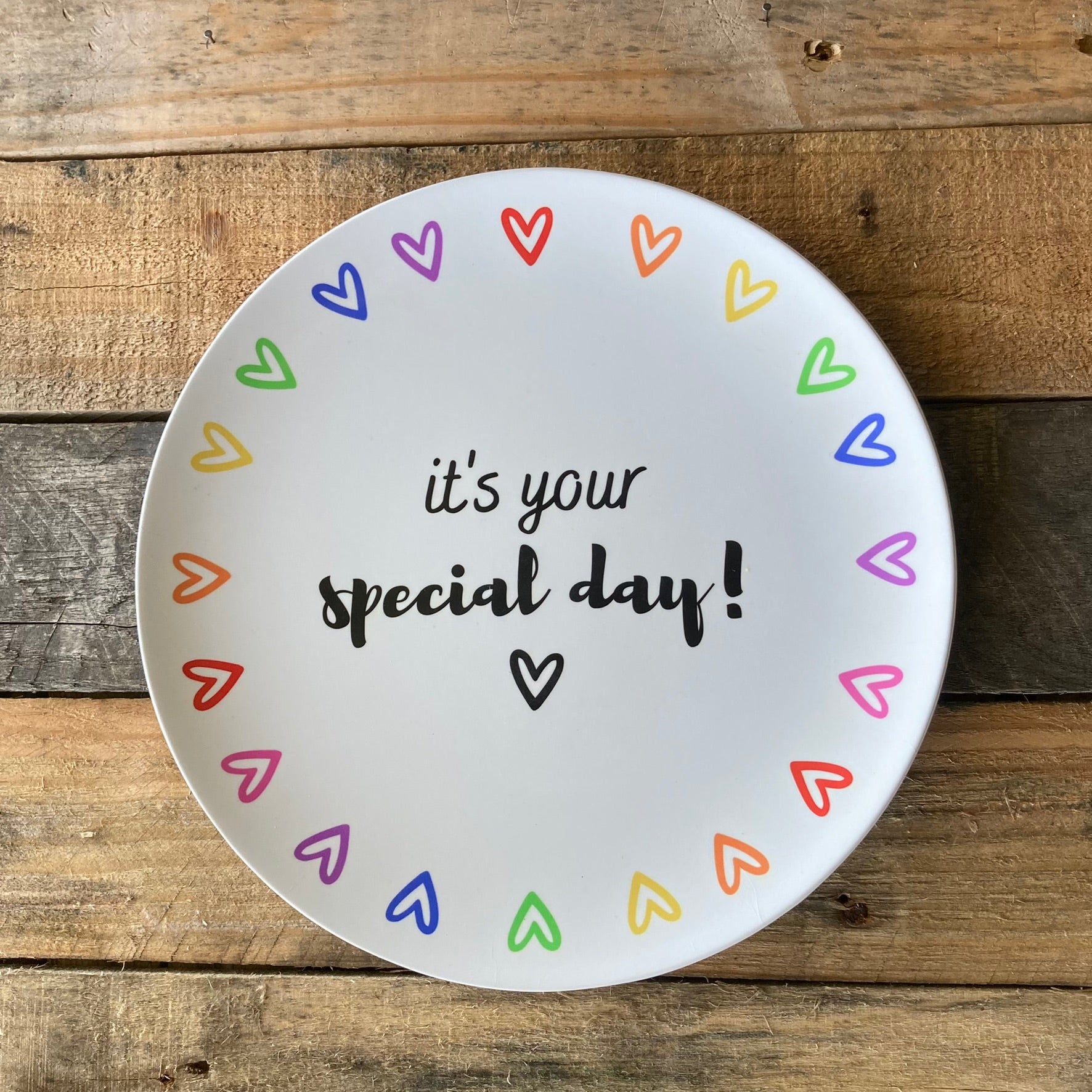 special day plate with hearts