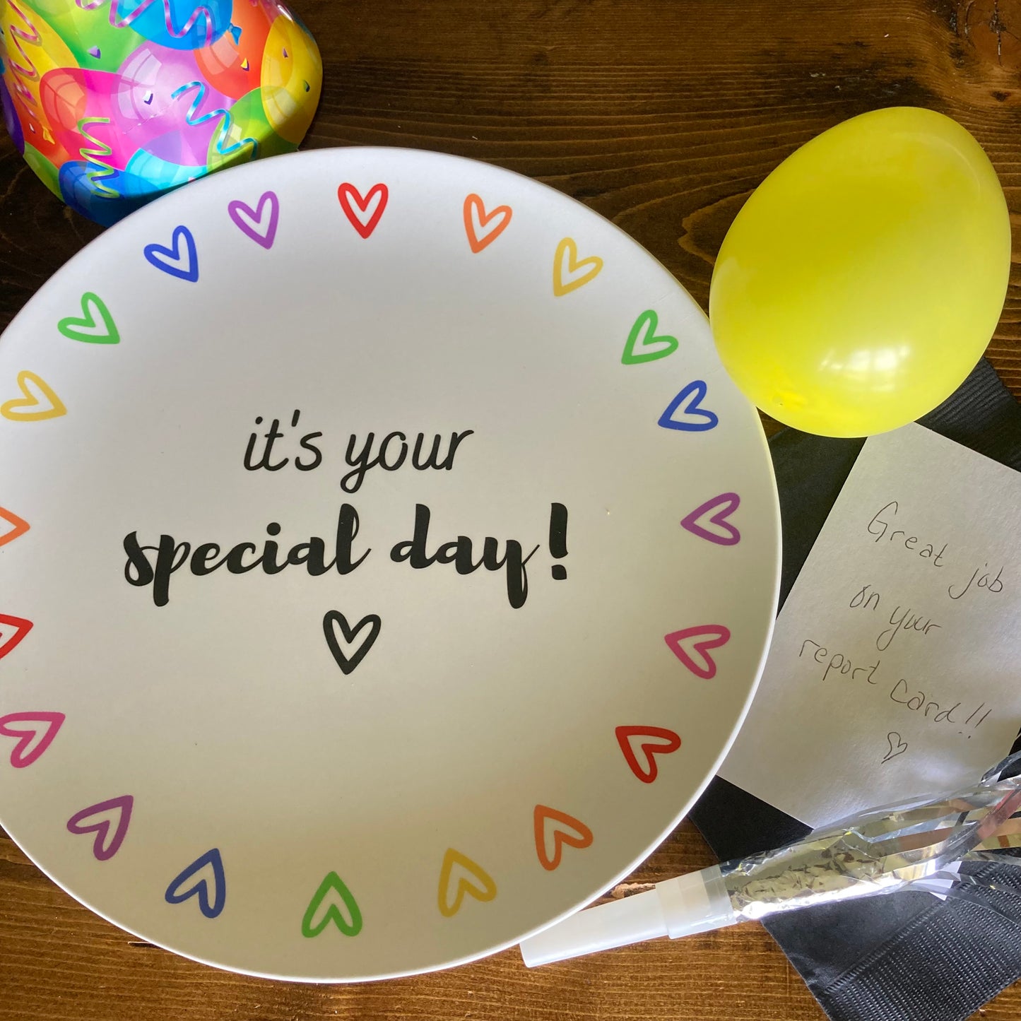 birthday plate with hearts