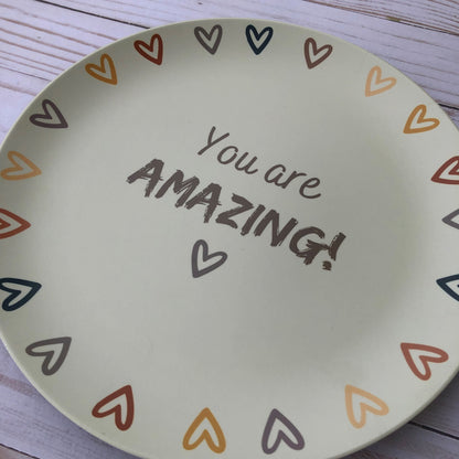 you are amazing plate with boho hearts