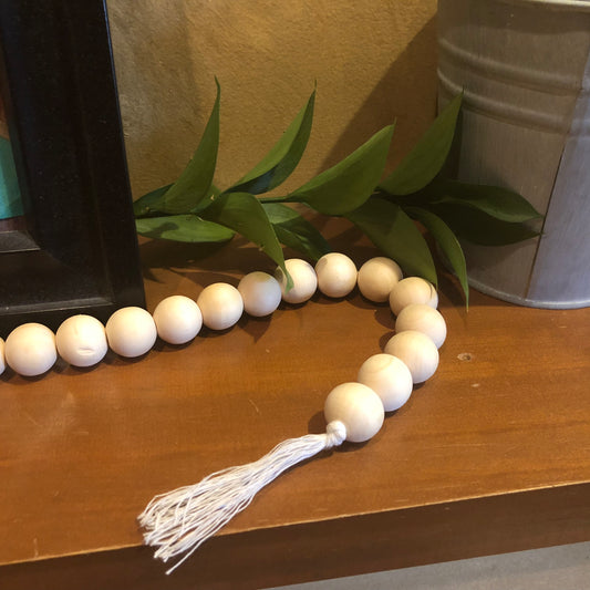 unfinished wood bead garland