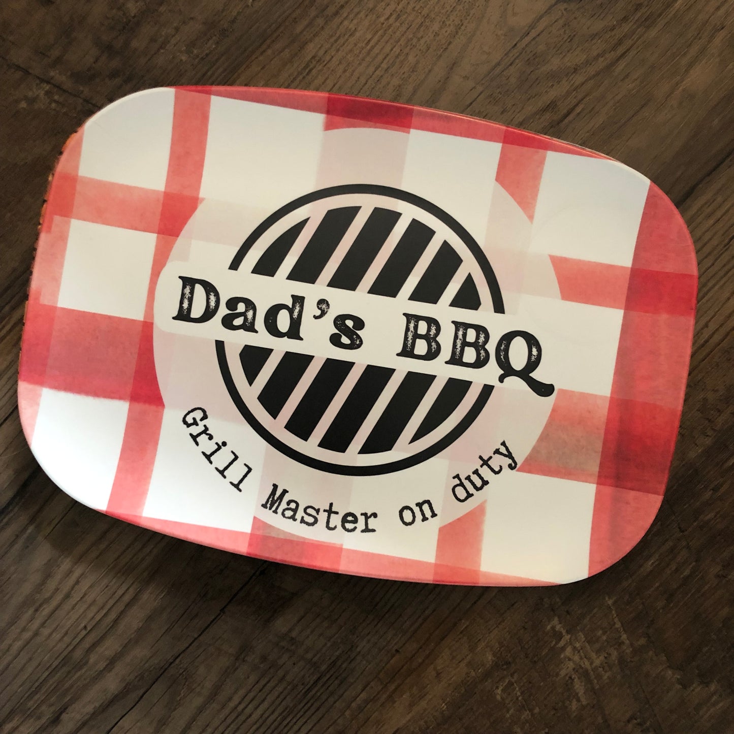 dad's BBQ barbeque gill master on duty platter